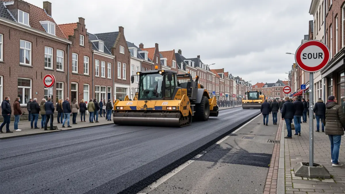 Wegenwerken in de Brusselstraat in Ternat met omleiding.