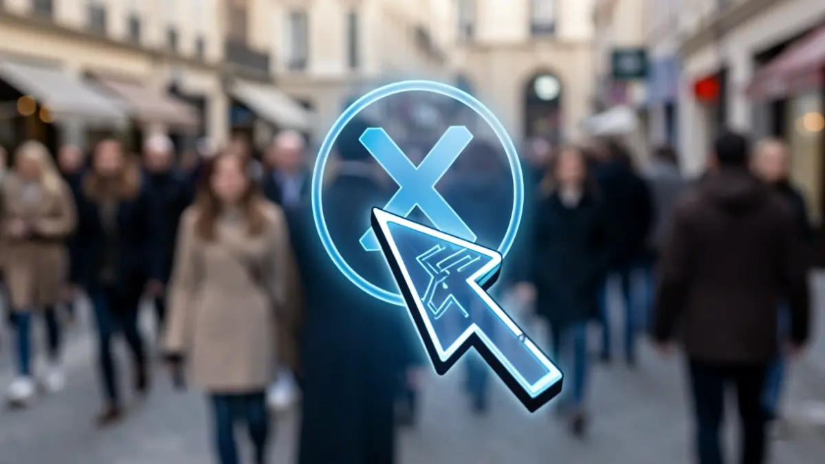 Generieke afbeelding van een muisaanwijzer die boven een 'X'-knop zweeft op een digitaal scherm, met een waarschuwingsthema.