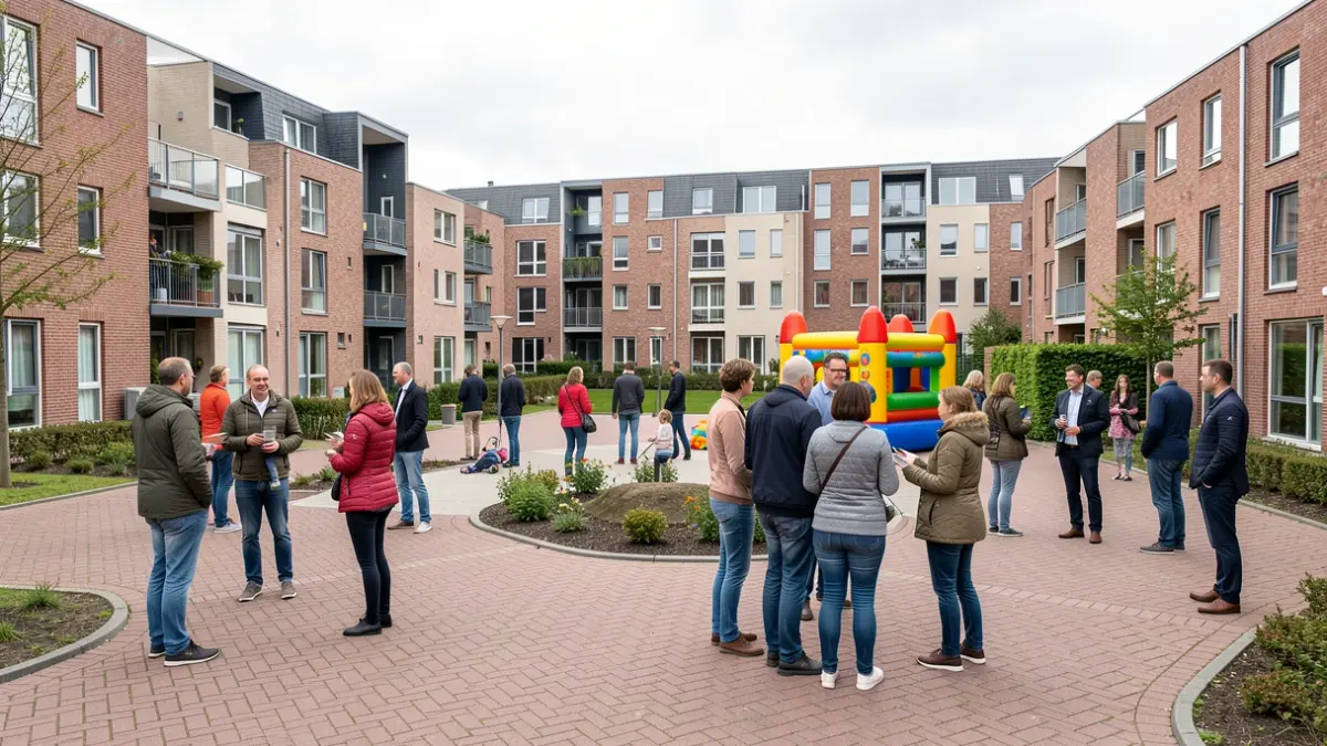 Een open dag bij een sociaal woonproject in Heusden-Zolder, met nieuwe woningen, ontmoetingsruimte en activiteiten voor kinderen.