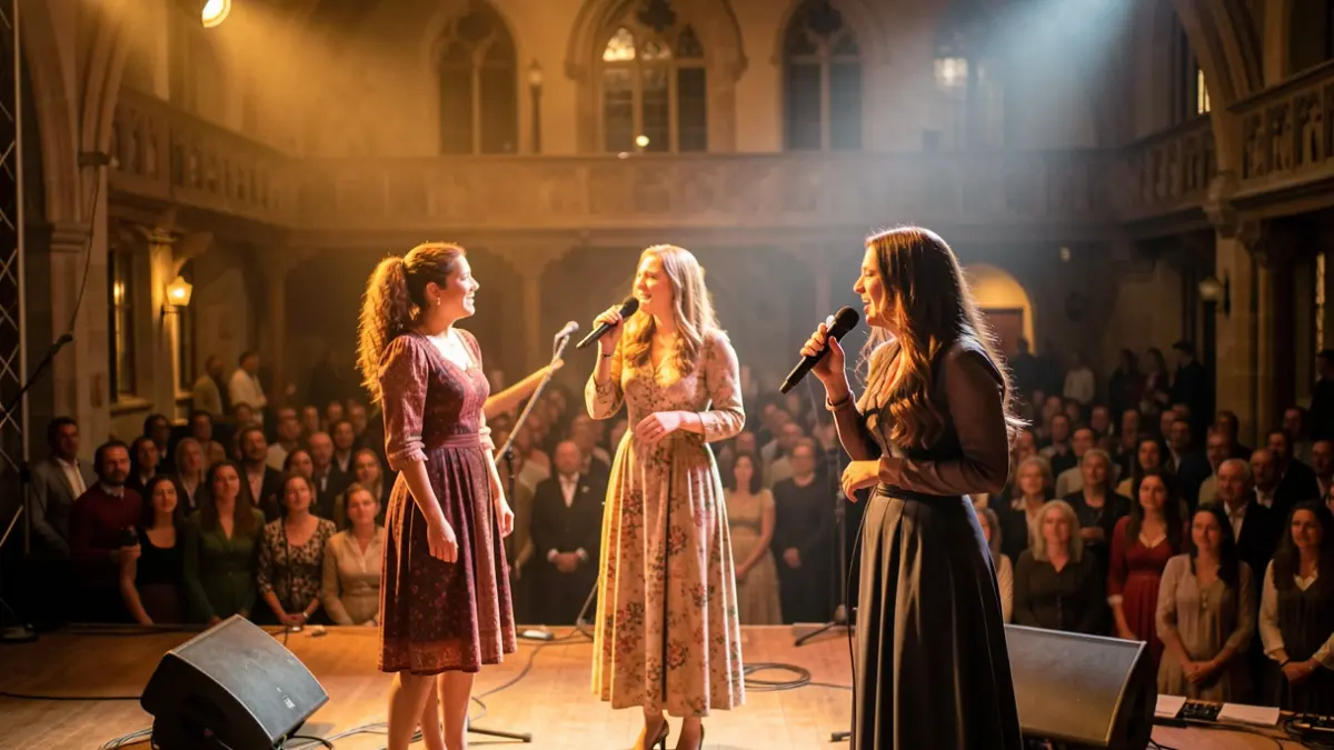 Three Flemish singers perform an evening of nostalgic music and sing-alongs in Olen.