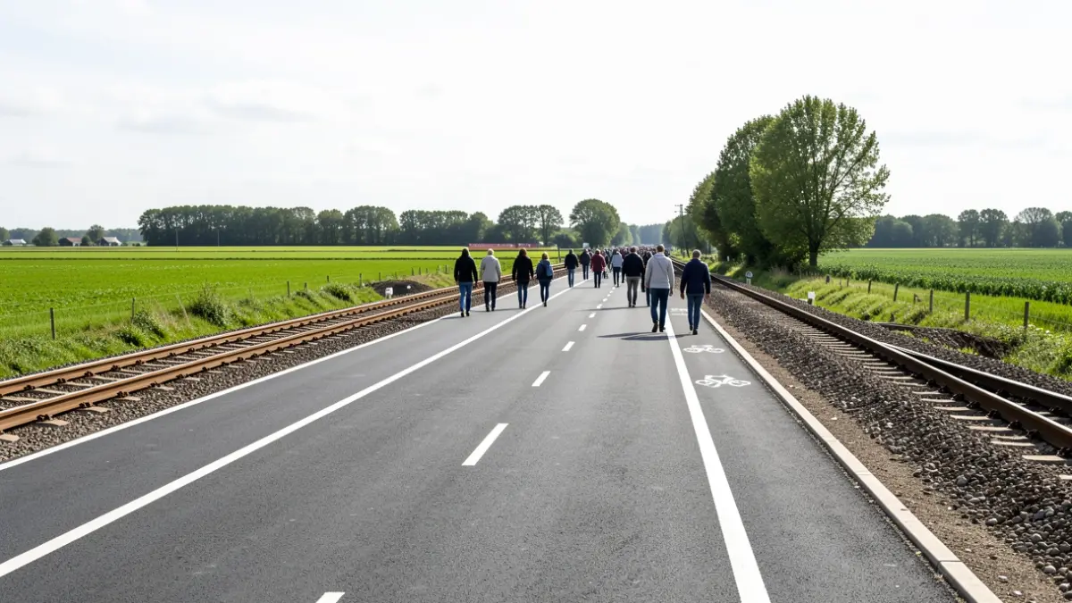 New, wide, and safe cycle highway F43 in Oudegem, connecting to Dendermonde.