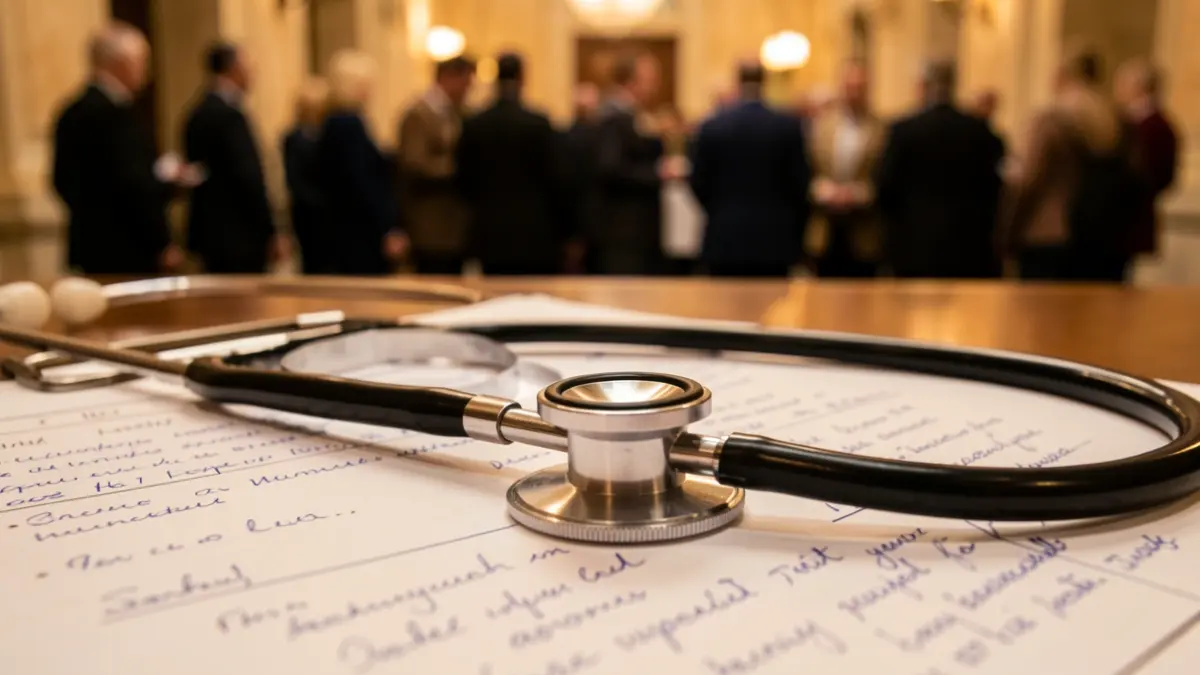 Close-up of a stethoscope on a medical chart, focusing on cardiac care.