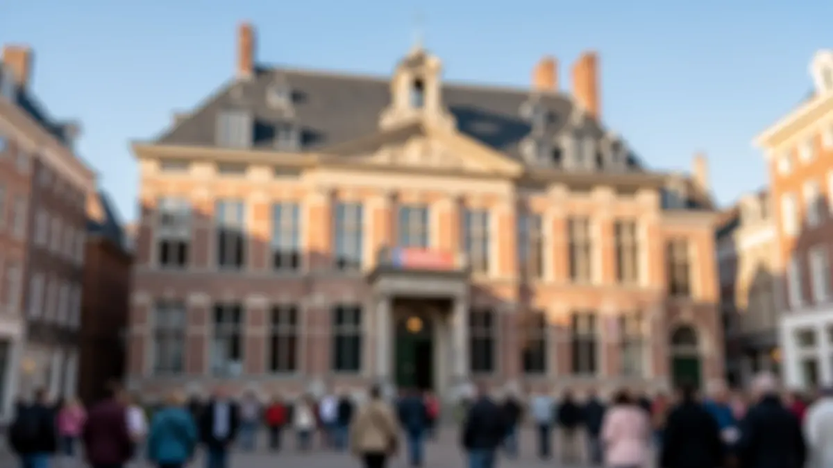 Generic image of a town hall in Flanders in sunny weather.