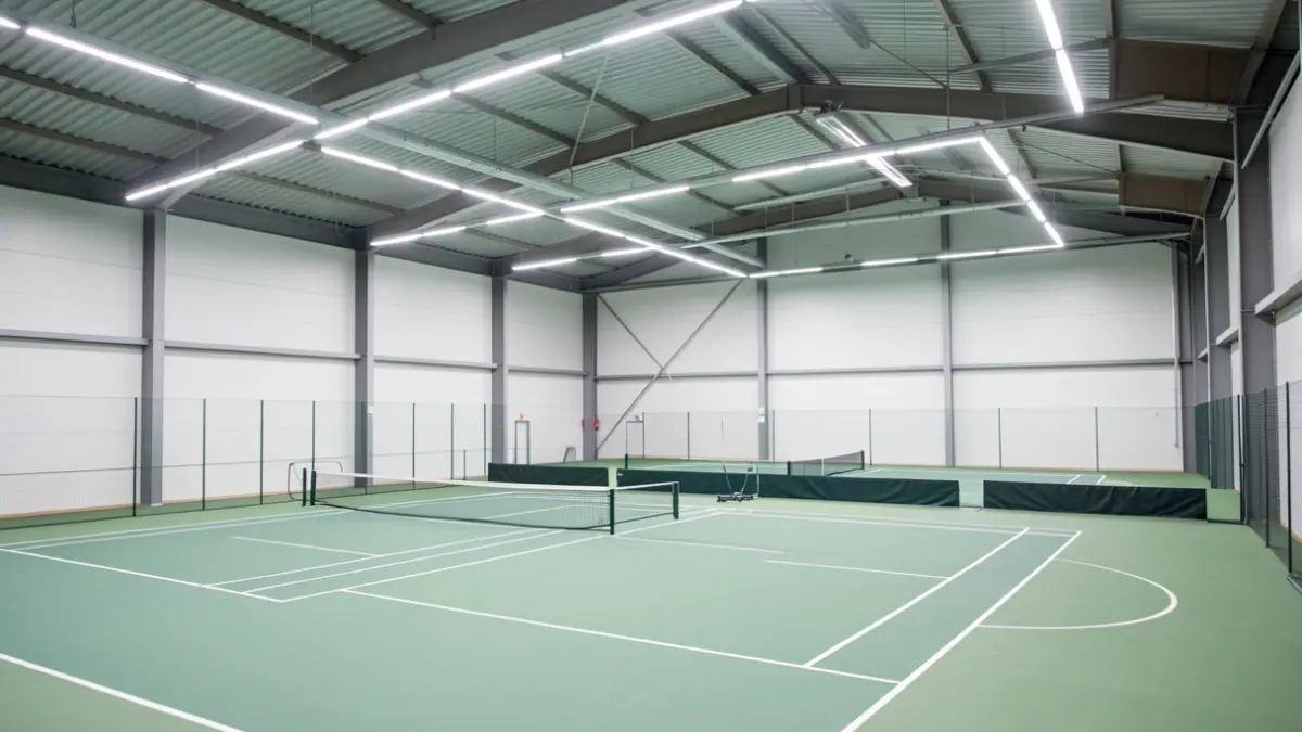 New LED lighting and maintained tennis courts in the Koekelare sports hall.