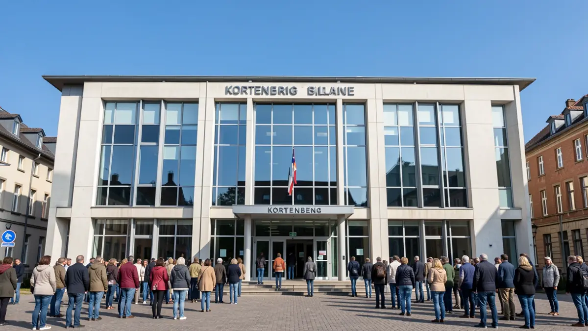 The town hall of Kortenberg under a blue sky.