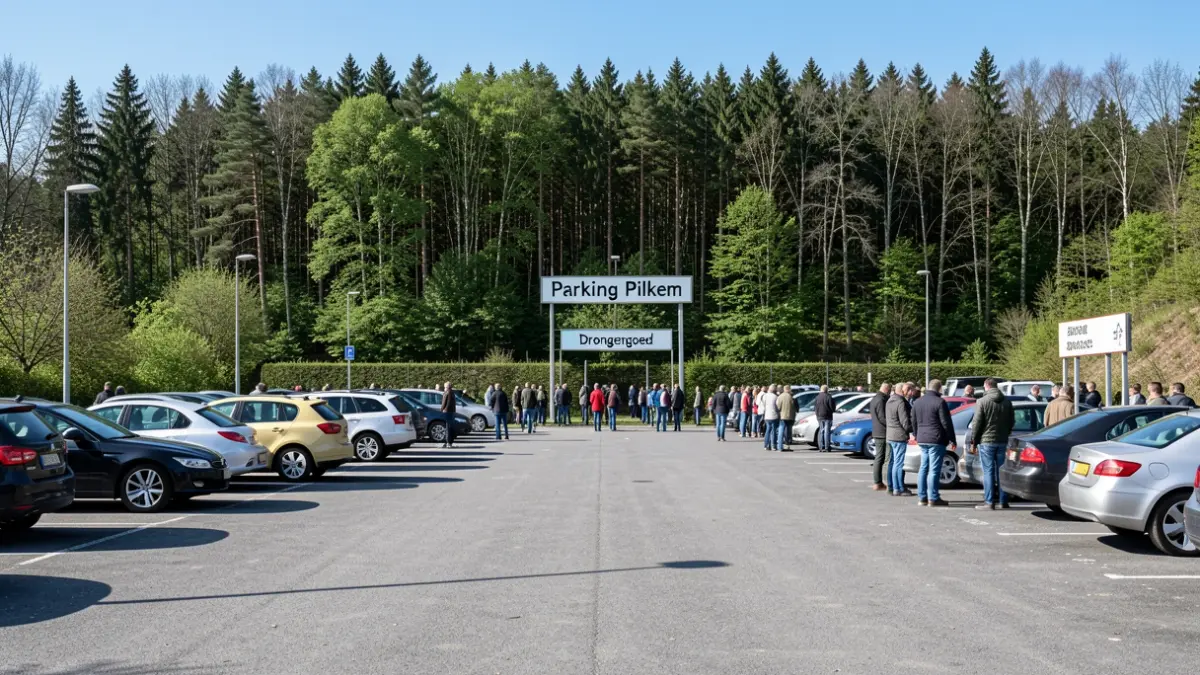 Nieuwe parking Pilkem naast het Drongengoed bosgebied in de Vlaamse Ardennen.