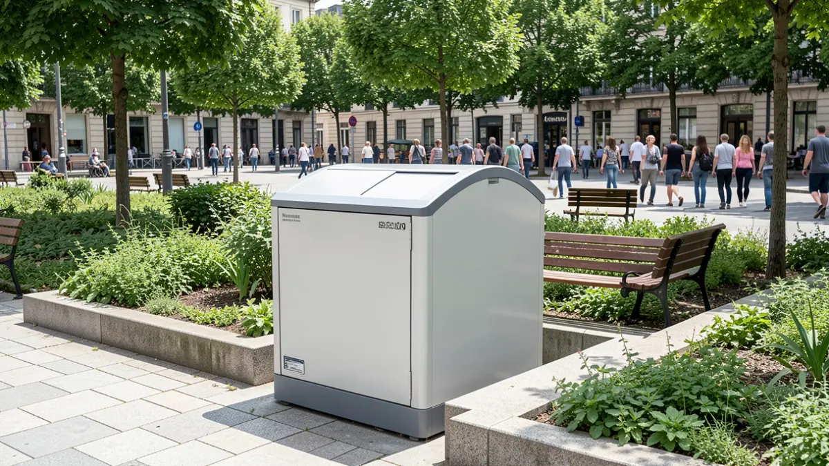 Underground waste container at Oud-strijdersplein in Lint, back in use after a defect.