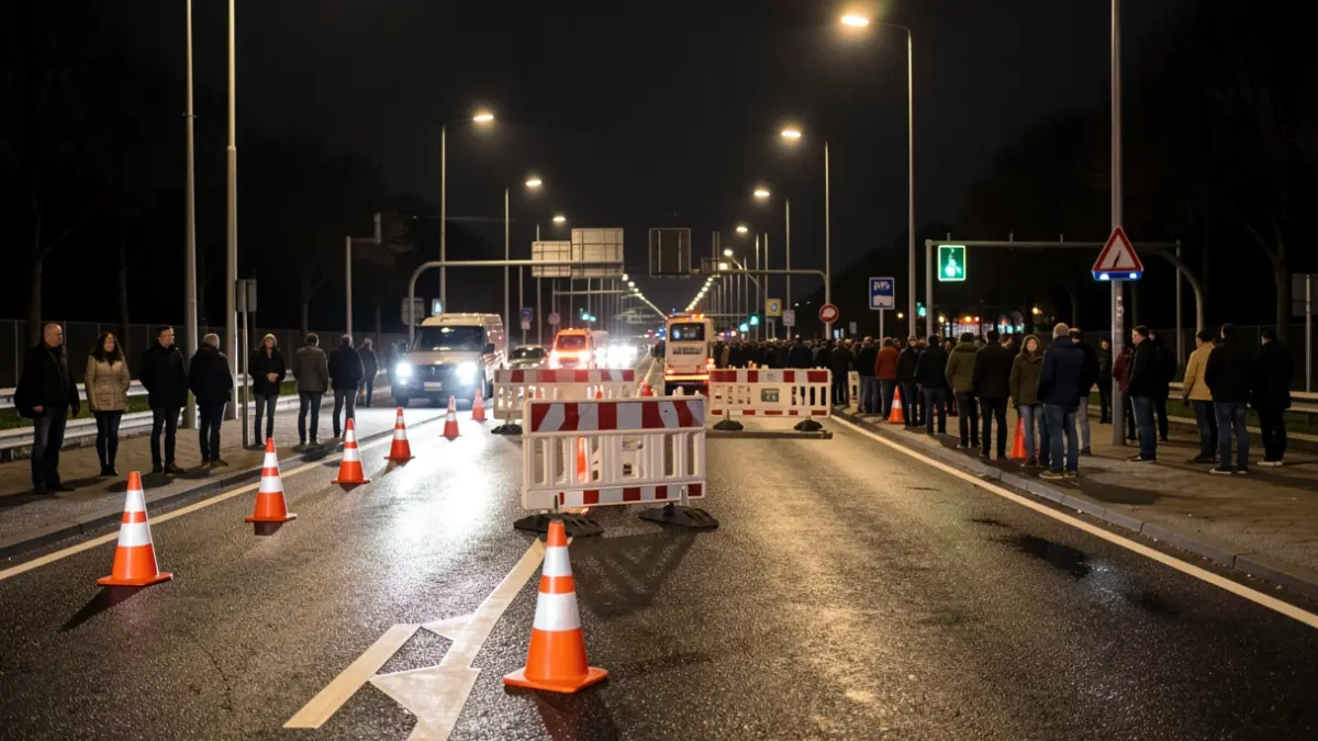 Wegwerkzaamheden op de Brusselse Ring (R0) bij Wemmel en Asse met afgesloten rijstroken.