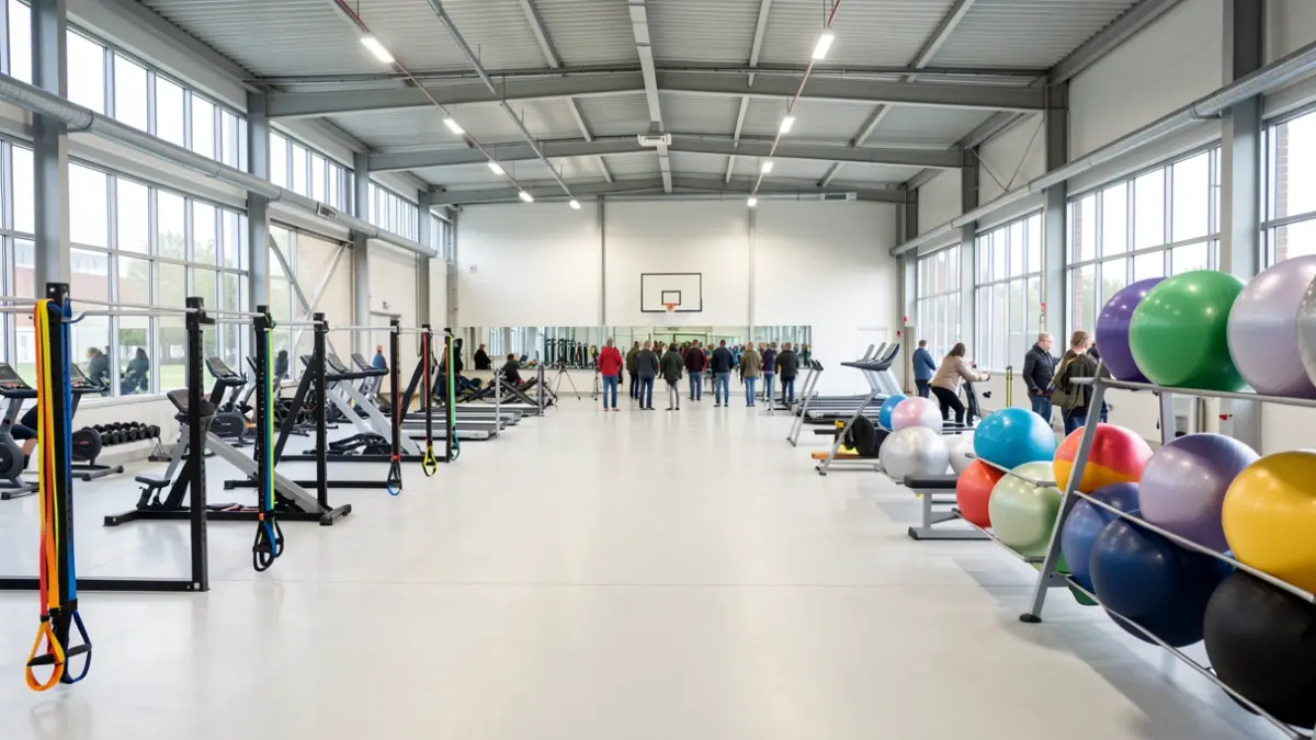 Generieke afbeelding van sportmateriaal in een Vlaamse sporthal.