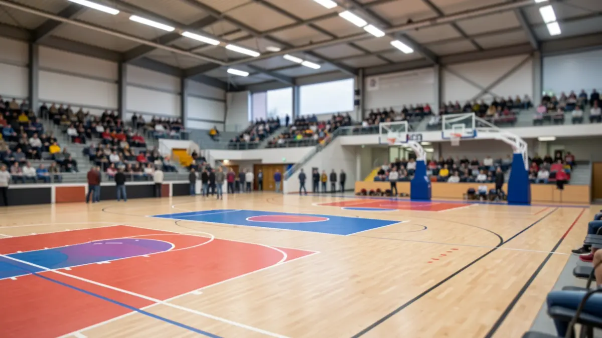 New basketball floor and LED lighting in the SC Lange Munte sports complex in Kortrijk.