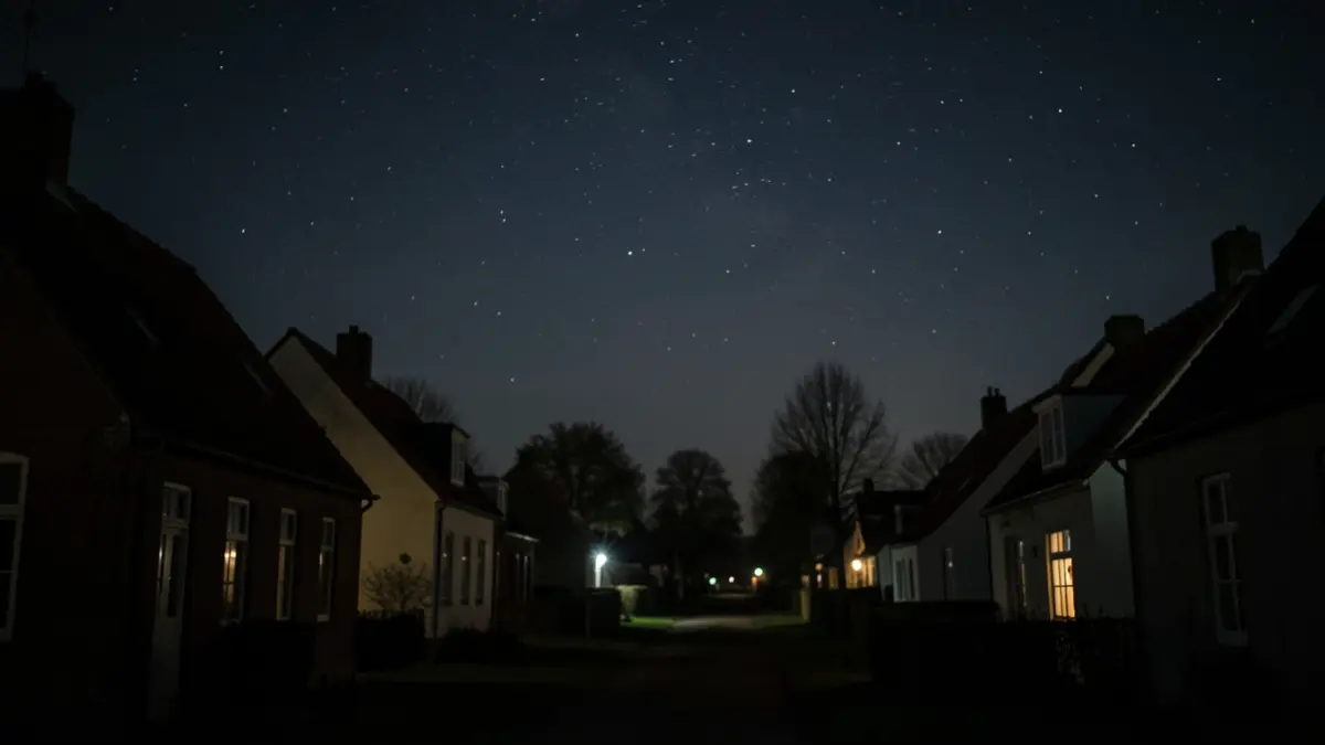 Generic image of a dark night sky over a Flemish village with low light pollution.