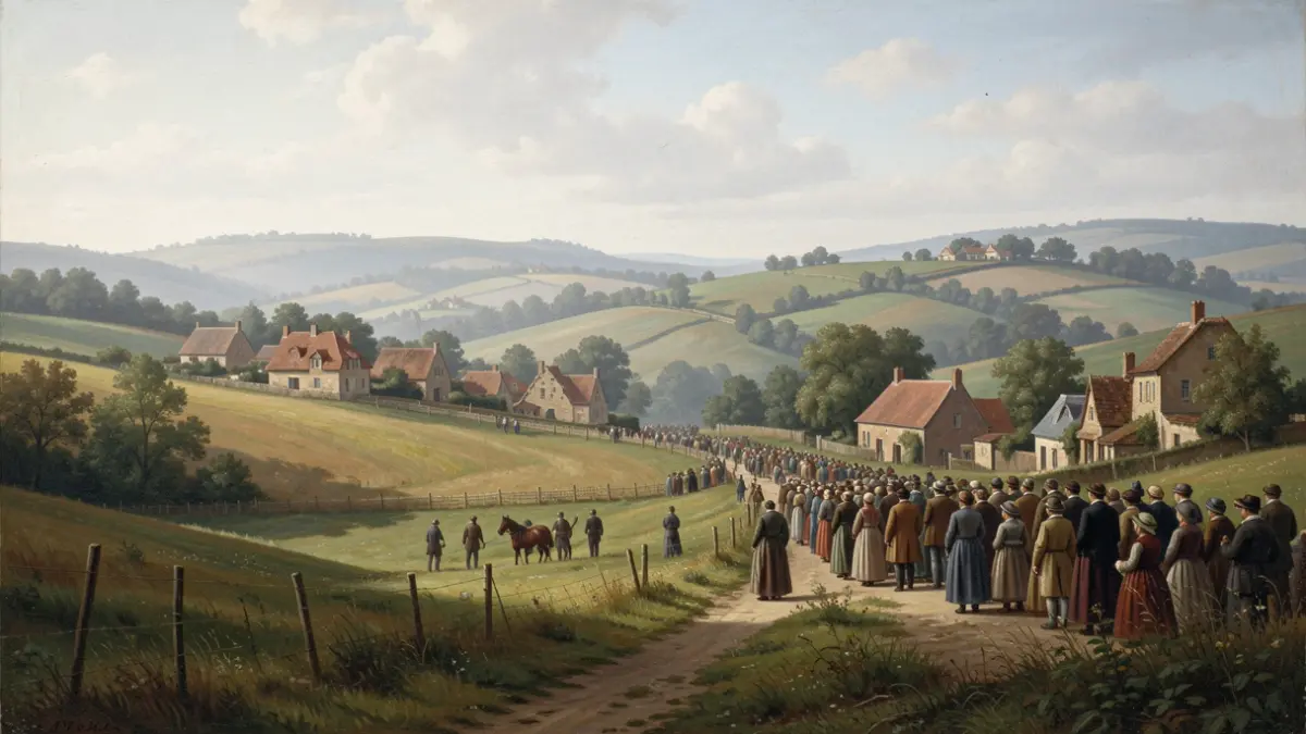 Painting by Leo Piron featuring a Flemish landscape and traditional architecture.
