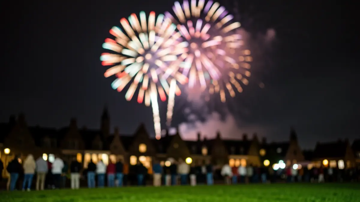 Generic image of fireworks over a Flemish town.