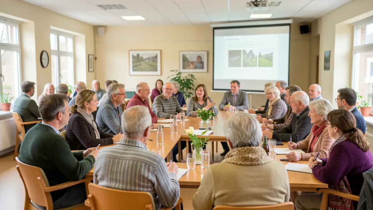 Group photo of participants at a heritage participation evening in a Flemish municipality.