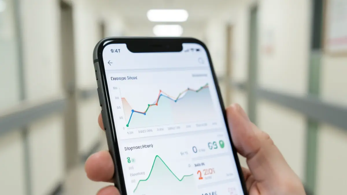 Generieke afbeelding van een smartphone met een gezondheidsapp-interface.
