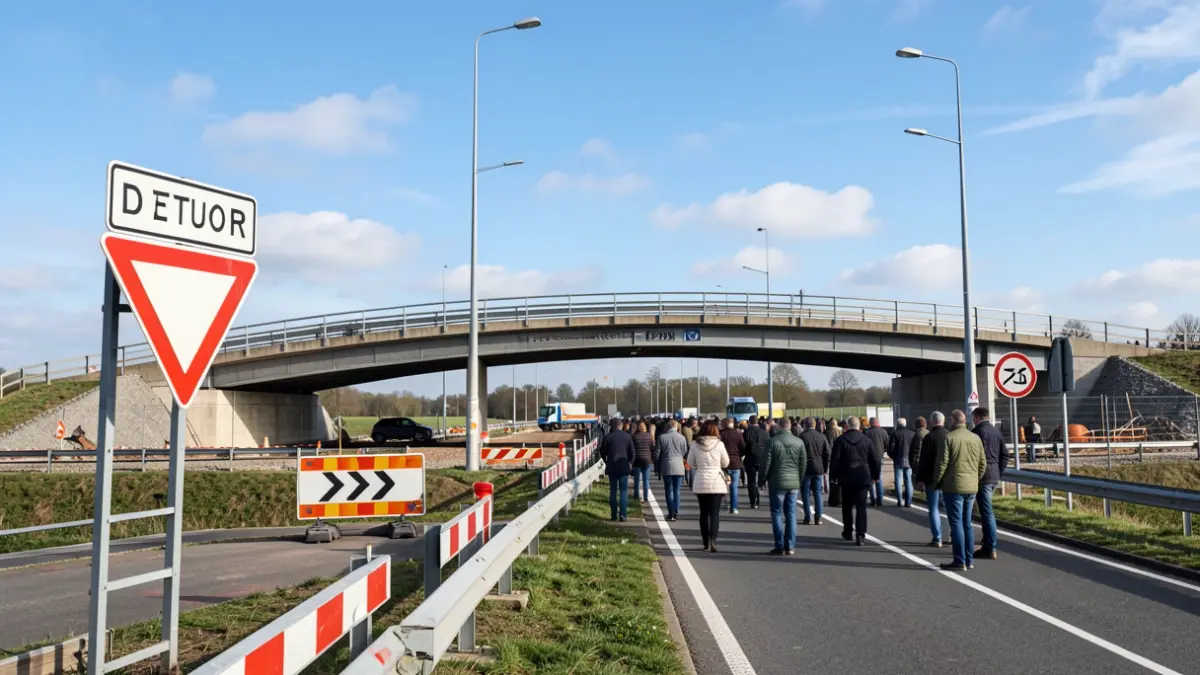 Generic image of a railway bridge under construction with detours.