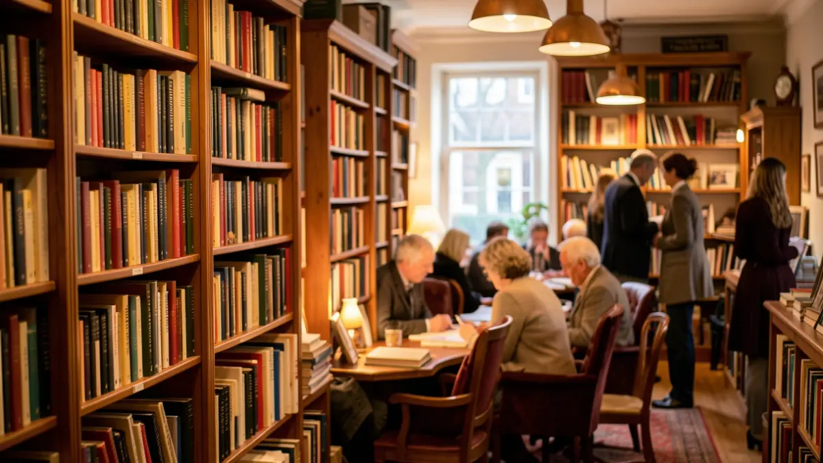 Generic image of a cozy bookstore in Flanders, with bookshelves and a warm atmosphere.