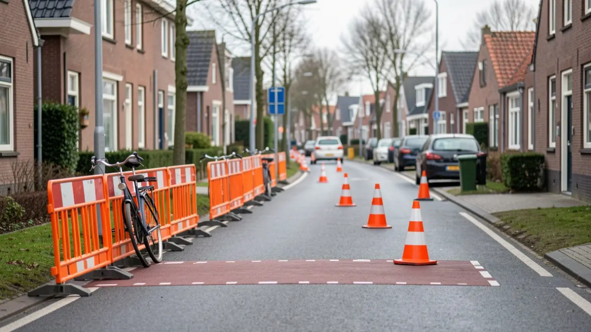Generic image of roadworks on a bicycle path in Flanders.