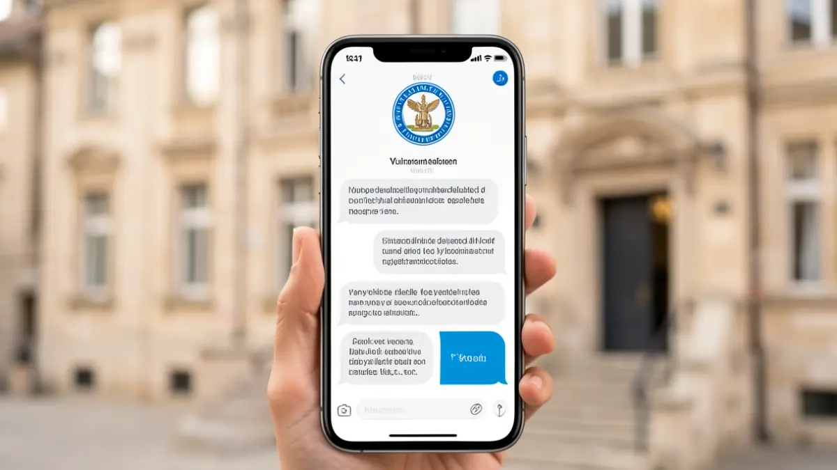 Generieke afbeelding van een smartphone met een chatinterface van een gemeente.