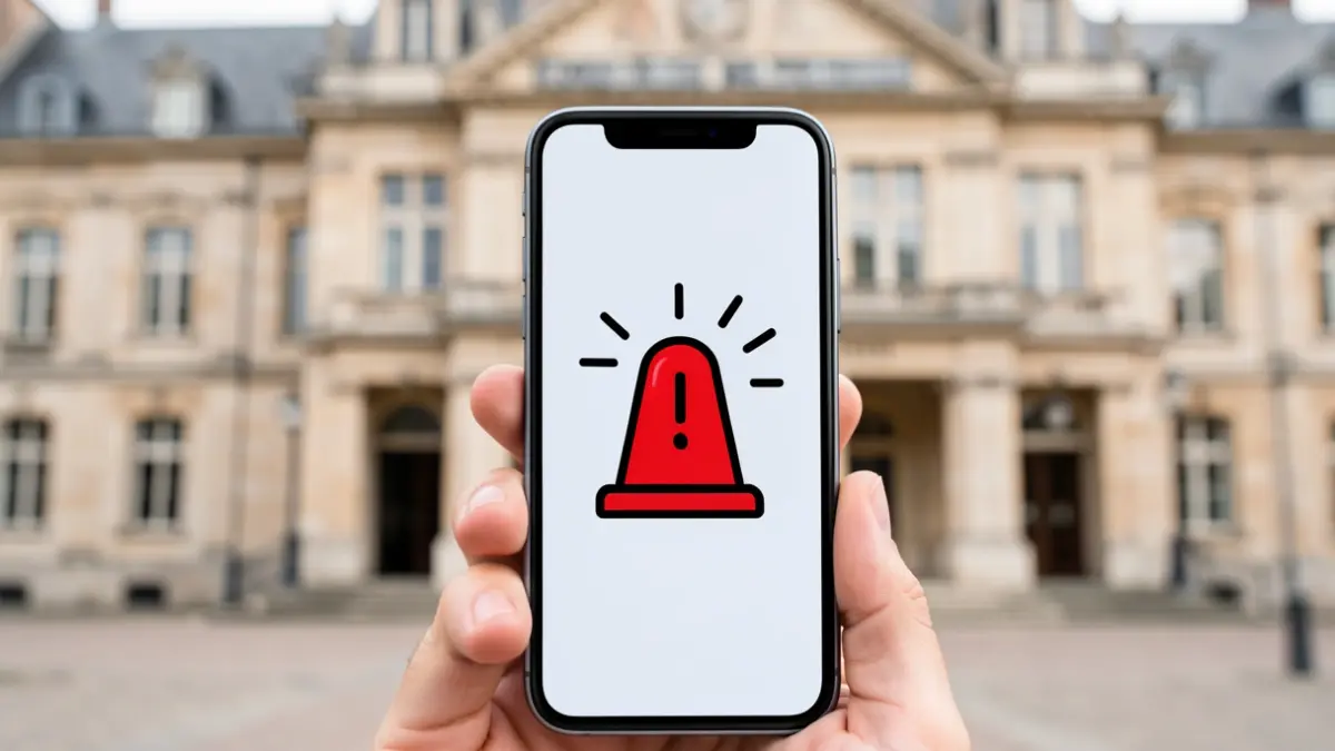 Generieke afbeelding van een smartphone met een noodwaarschuwing.