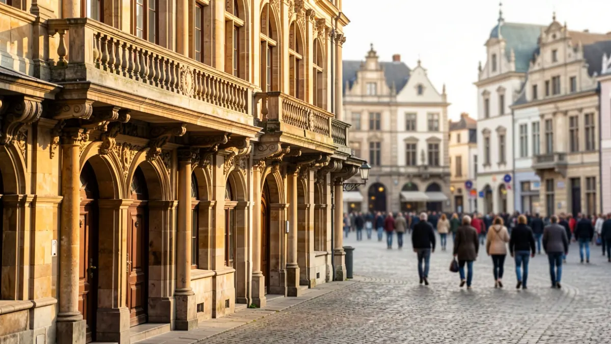 Stadhuis van Gent met zonlicht op de gevel.