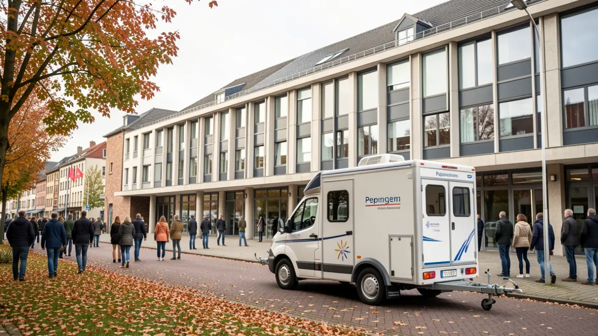 Mobile mammography unit for breast cancer screening in Pepingen.