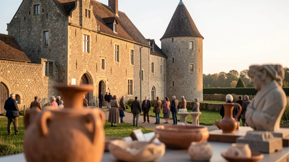Historische kasteelhoeve in Vlaanderen met Romeinse vondsten en tentoonstelling.