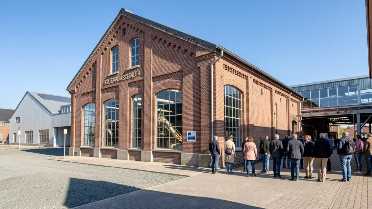 Historic coal washing plant 4 on the be-MINE site in Beringen, showing a visible production line and signs of redevelopment.