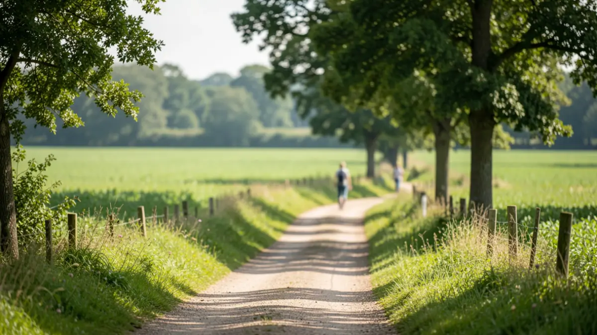 Generic image of a walking path in Flanders with soft daylight.
