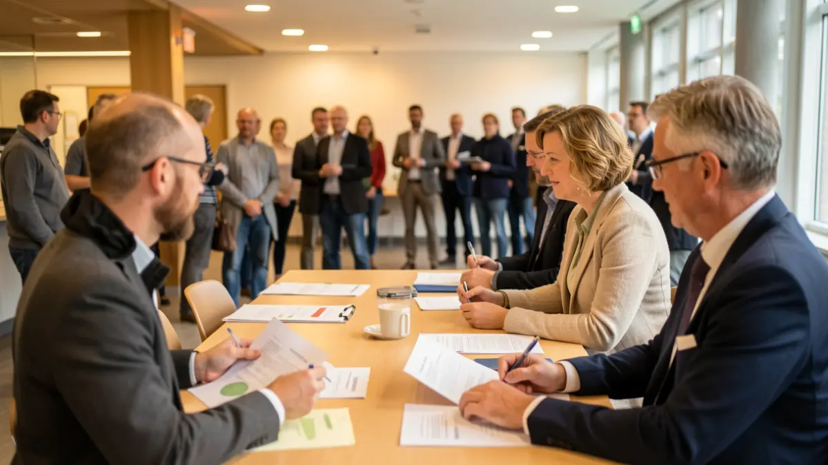 Generieke afbeelding van een informatievergadering in een Vlaams gemeentehuis.