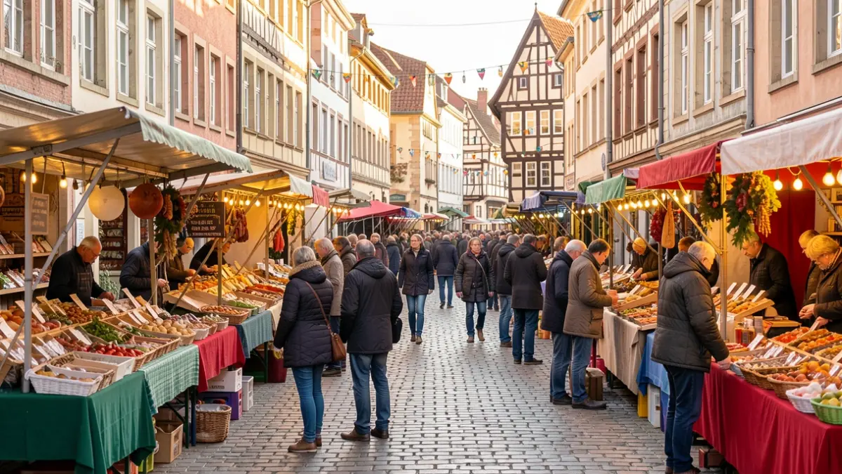 Generic image of a lively market day in a Flemish municipality, featuring market stalls and visitors. No specific individuals or locations.