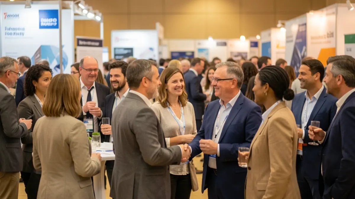 Generic image of a job fair with job seekers and companies.
