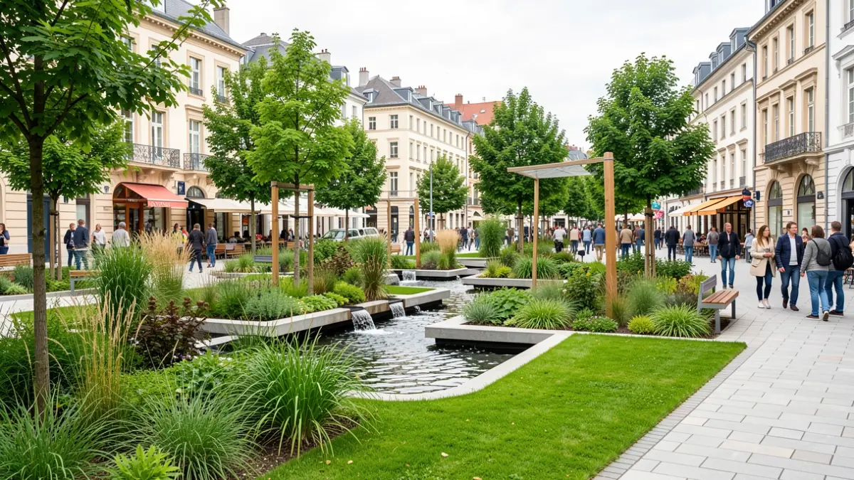 Een groene en waterrijke herinrichting van een dorpsplein in Linkebeek, met aandacht voor natuur en duurzaamheid.