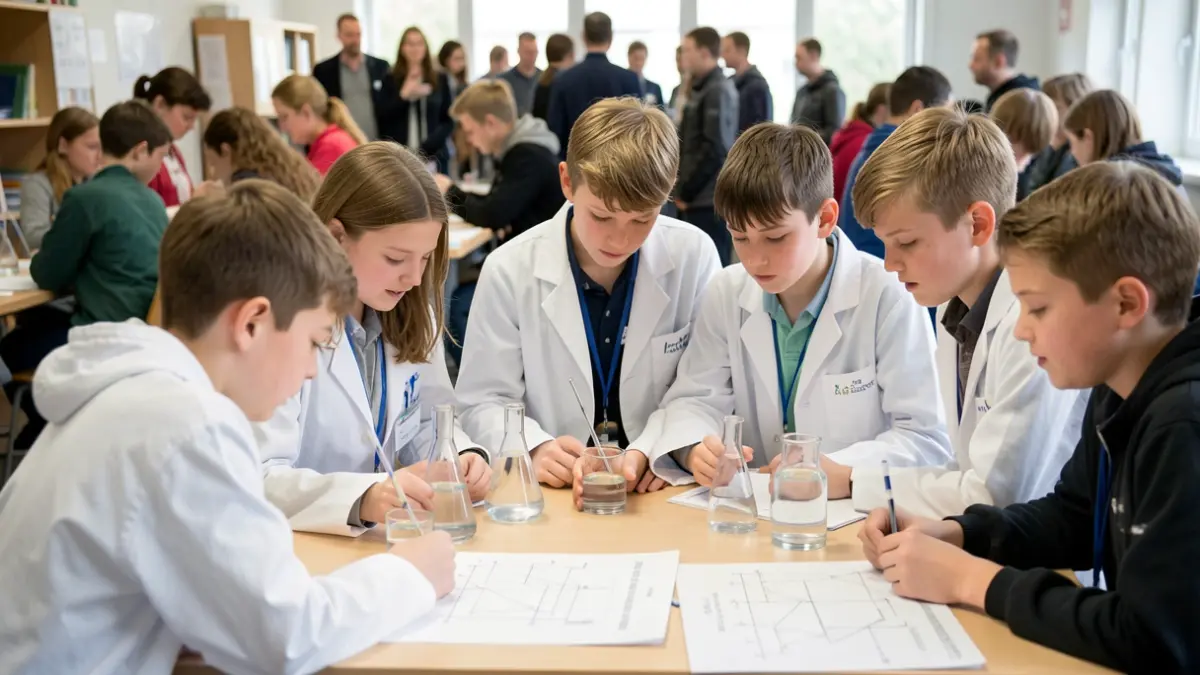 Leerlingen werken samen aan een project over duurzaam watergebruik.