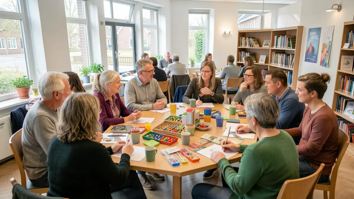 Group photo of people practicing Dutch in a relaxed atmosphere.