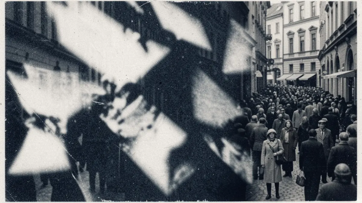 Generieke afbeelding van een fotogram gemaakt met de diazotypie techniek, met abstracte patronen van licht en schaduw op papier.
