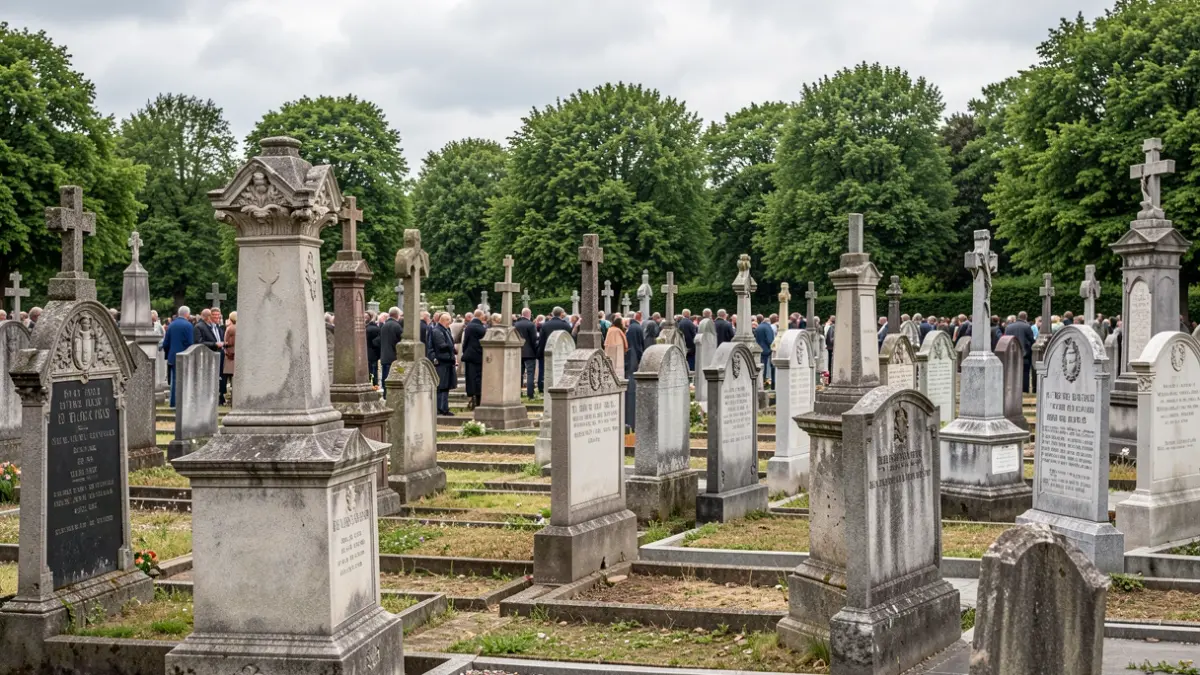 Generieke afbeelding van een begraafplaats met historische grafstenen in Vlaanderen.