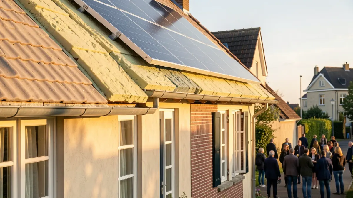 Energiezuinige woning met dakisolatie, gevelisolatie en zonnepanelen in Vlaanderen.