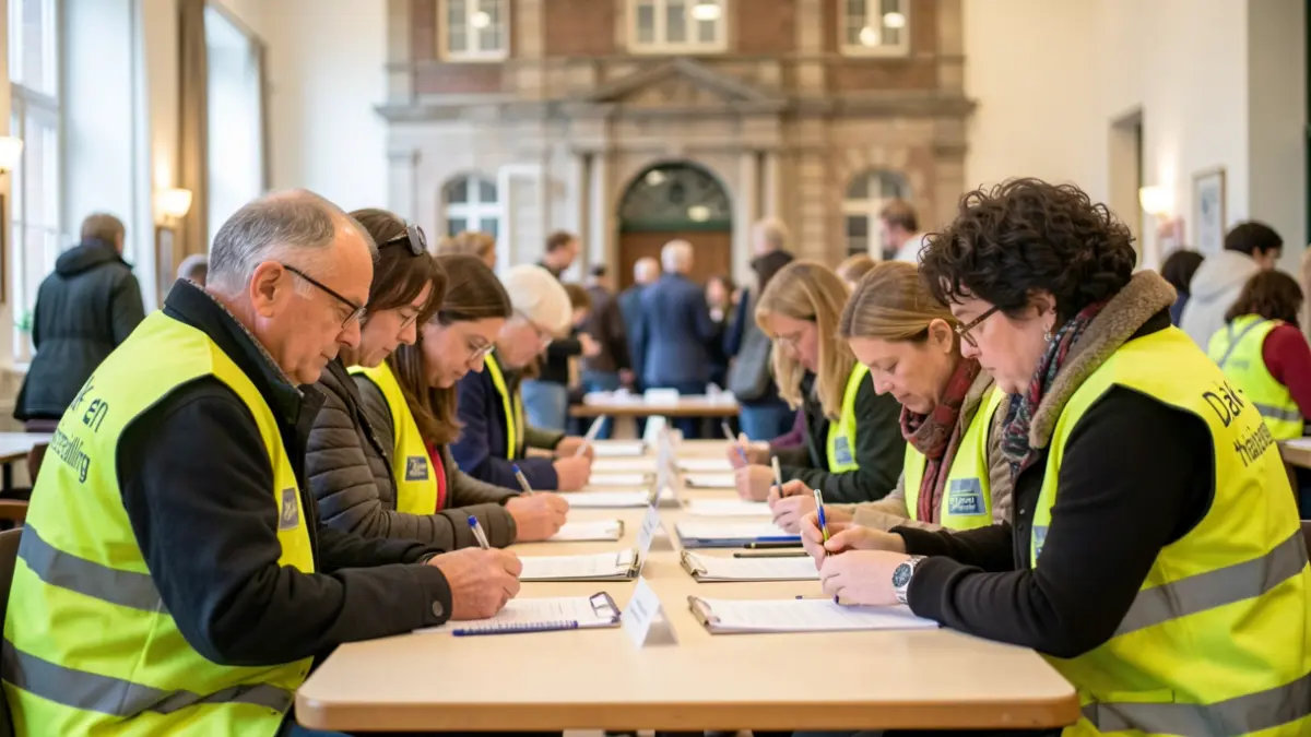 Vrijwilligers vullen vragenlijsten in tijdens de Kempense dak- en thuislozentelling in een gemeenschapscentrum.