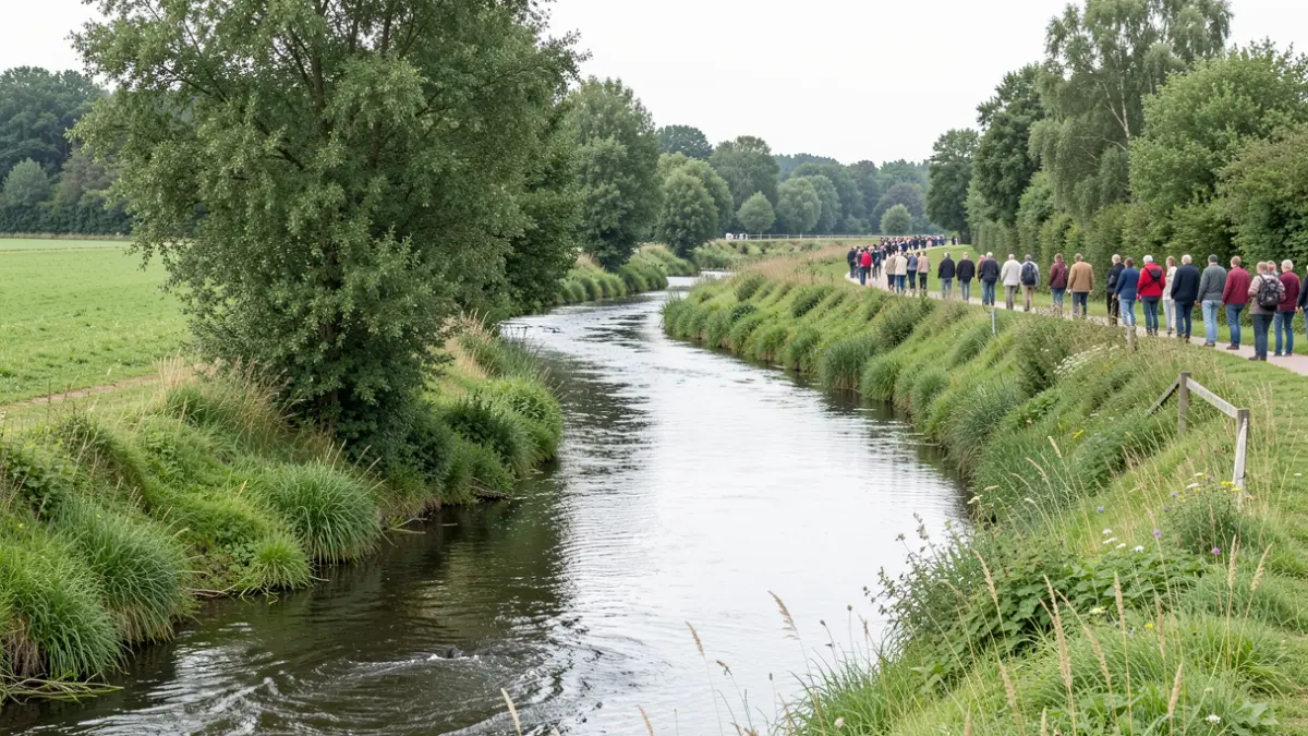 Generieke afbeelding van een natuurgebied in Vlaanderen met een beek en groen landschap.