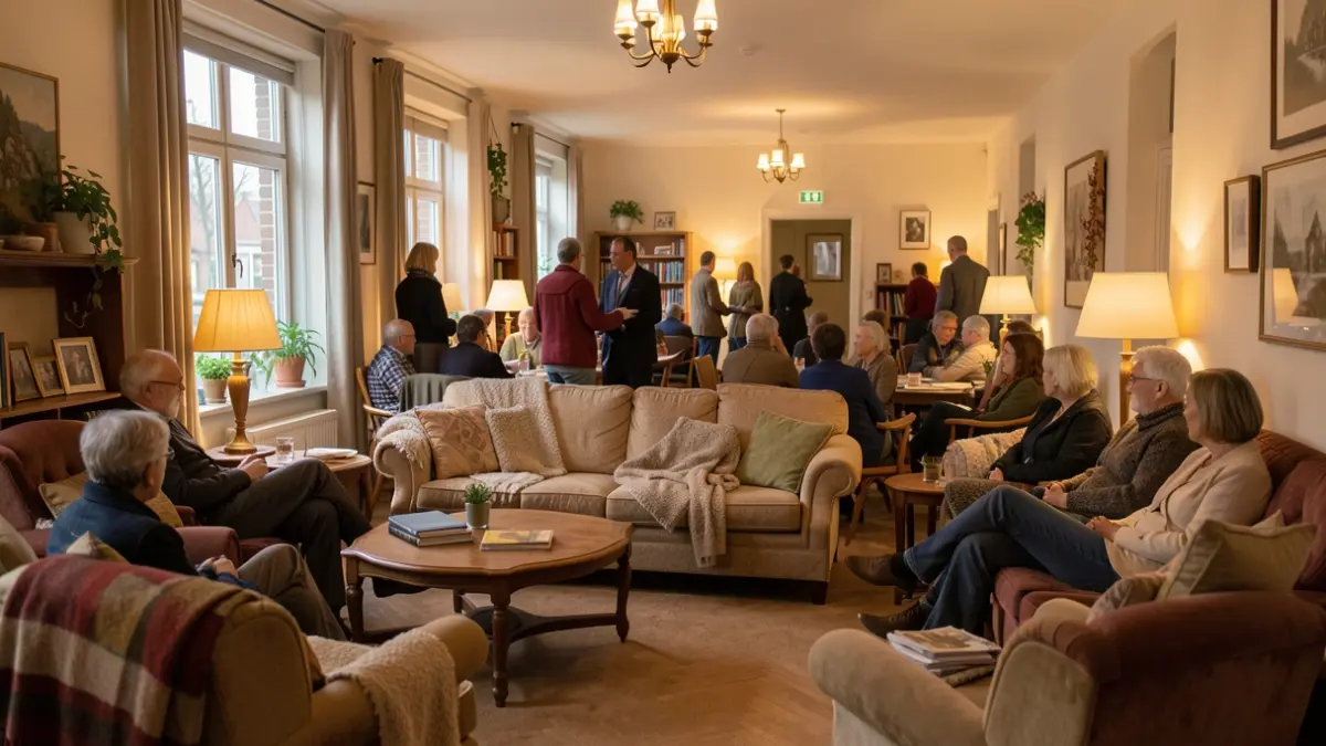 Generic image of a warm and inviting community space in Flanders, with comfortable seating and soft lighting.