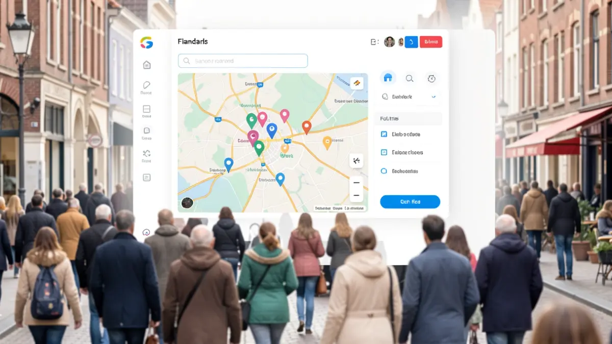 Een digitale interface van het platform Opvang.Vlaanderen met een kaart en zoekopties voor kinderopvang.