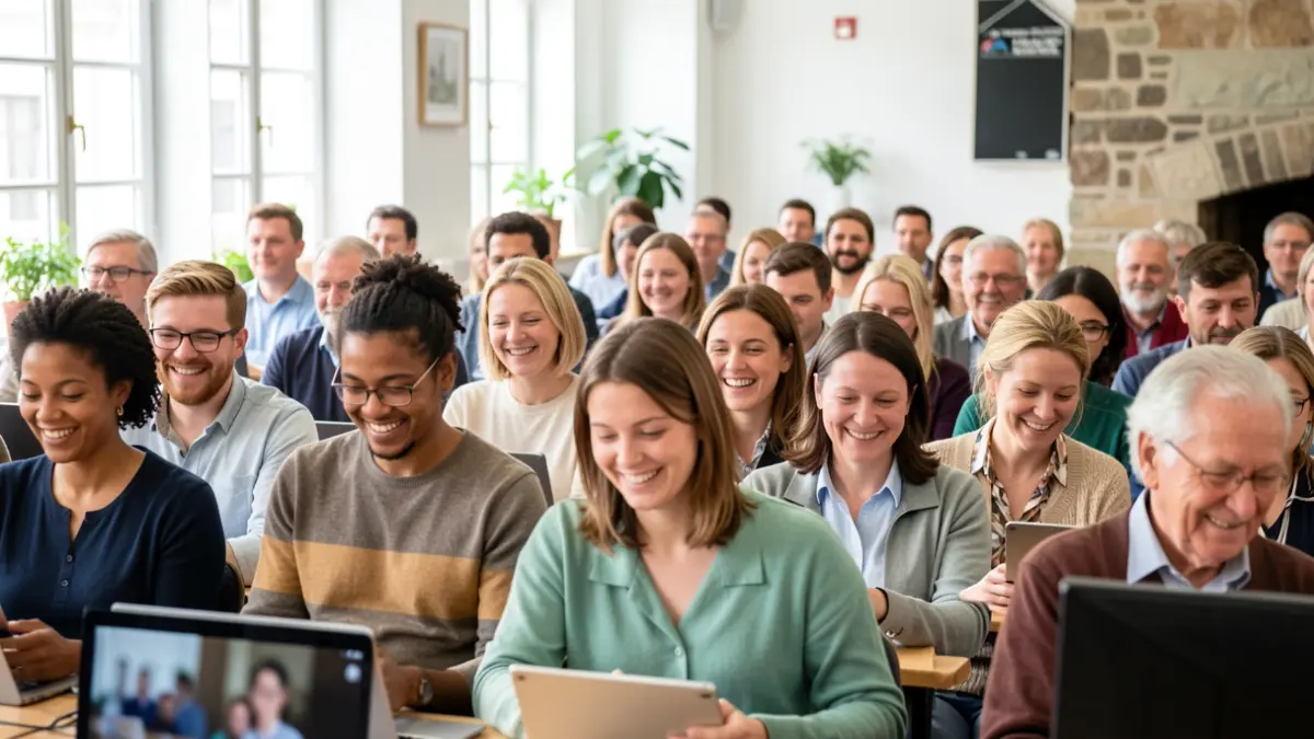Group photo of an online kick-off event with buddies and students.