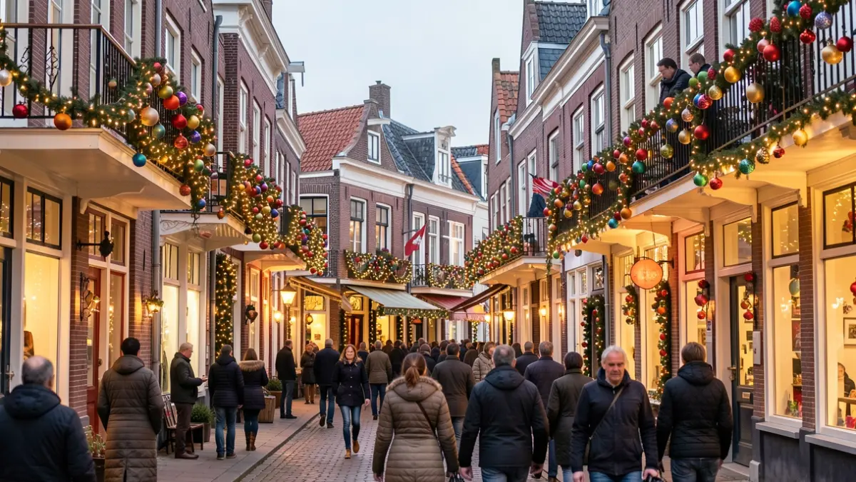 Generic image of houses and balconies decorated with warm.