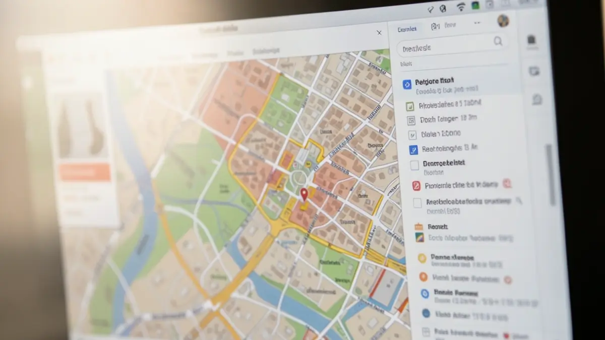 Generic image of a digital interface displaying a map with geodata.