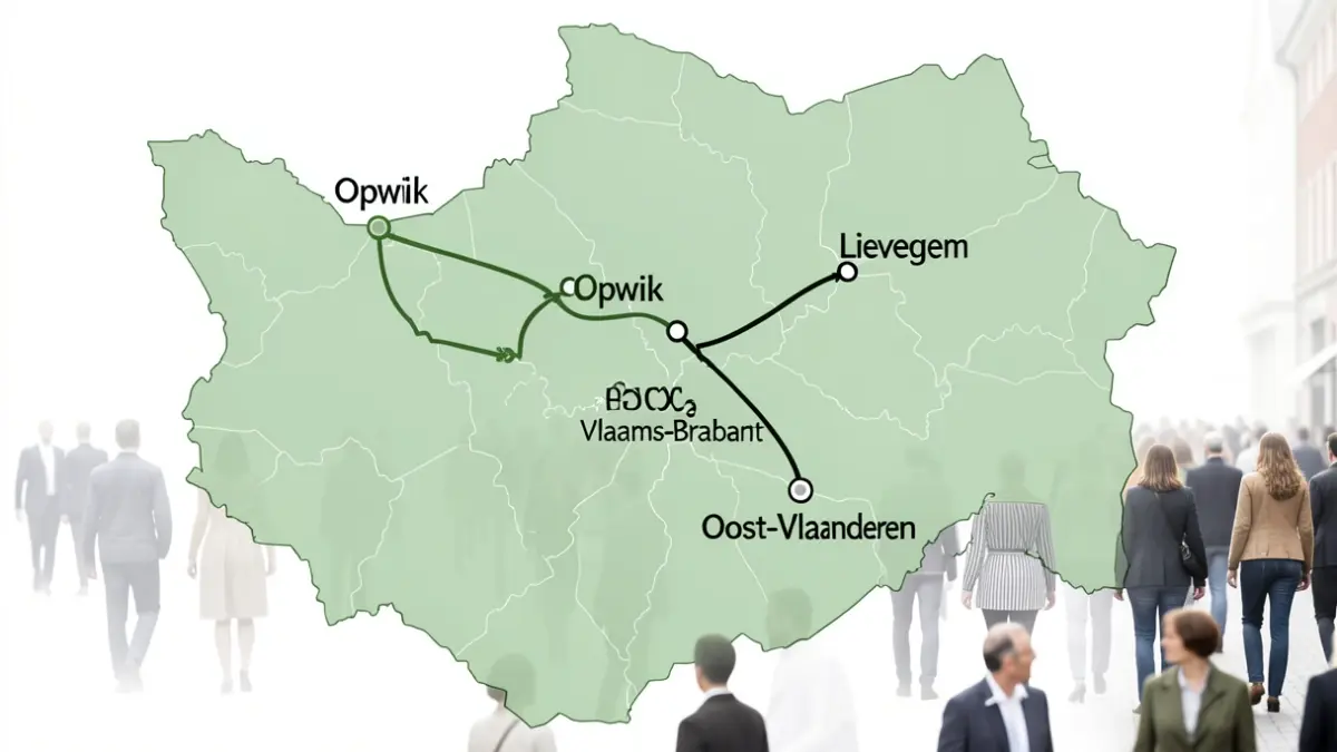 Schematic map of the planned CO2 pipeline route between Opwijk and Lievegem.