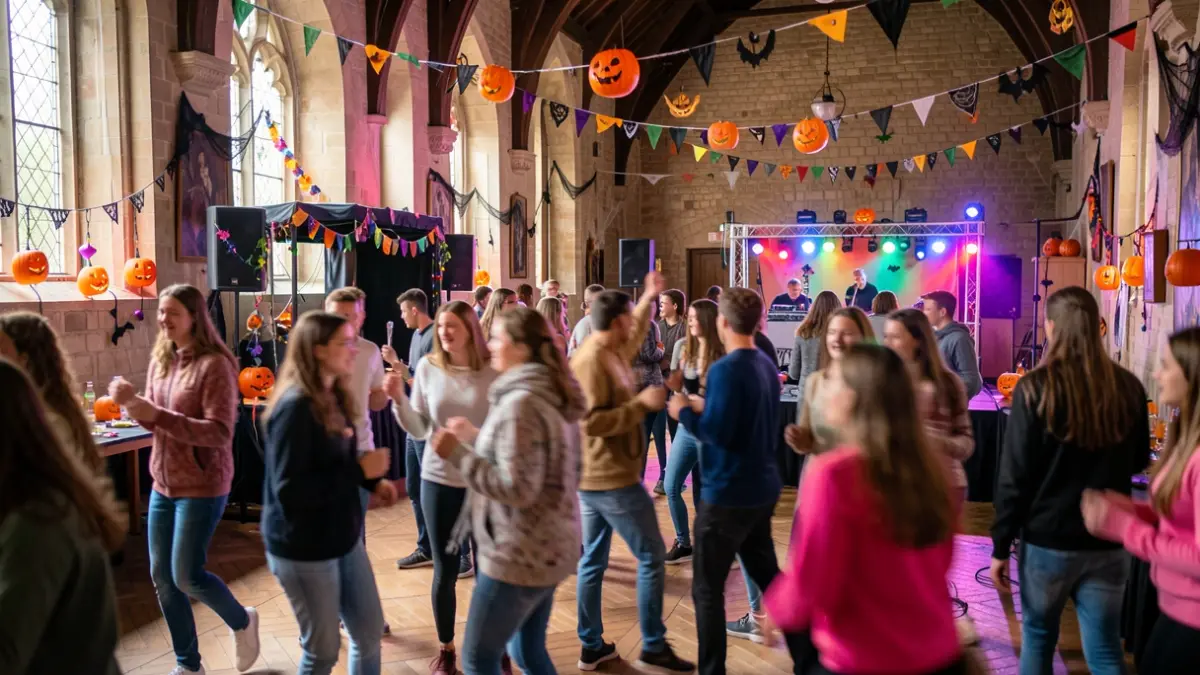 Generieke afbeelding: met dansende jongeren, decoraties en een DJ-booth.