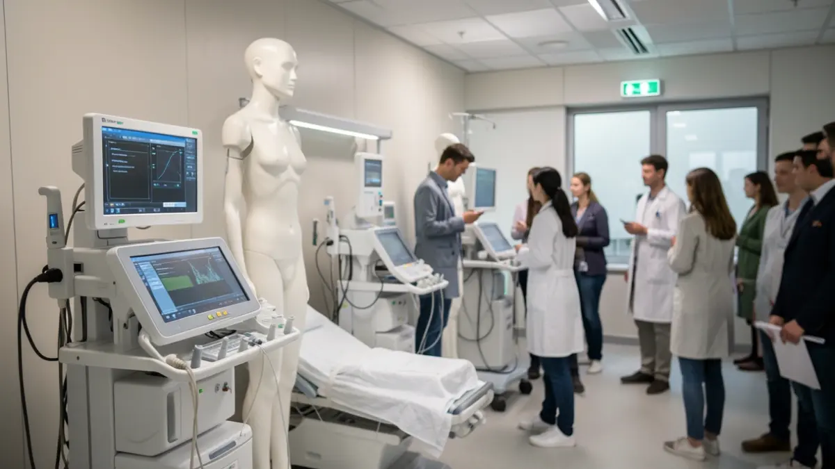 Generic image of a modern simulation center in Flanders with advanced medical equipment and training mannequins.
