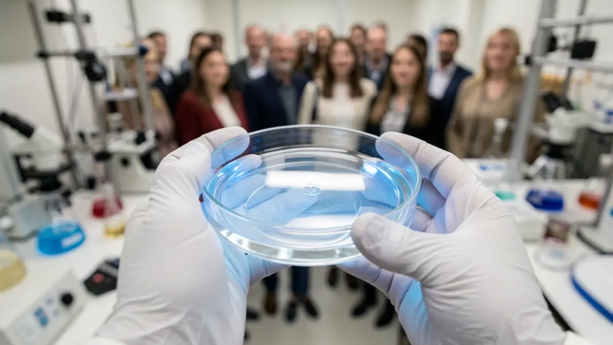 Generic image of a petri dish with a bluish glow in a laboratory setting.