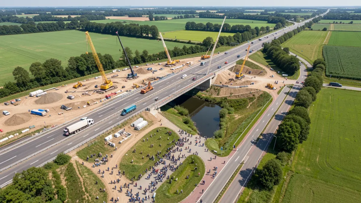 Generieke afbeelding van een grote brugbouwplaats in Vlaanderen.